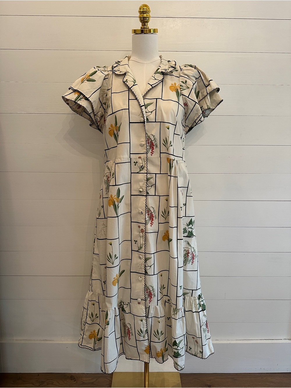 Tuckernuck Cream Floral Ruffle Maxi Dress